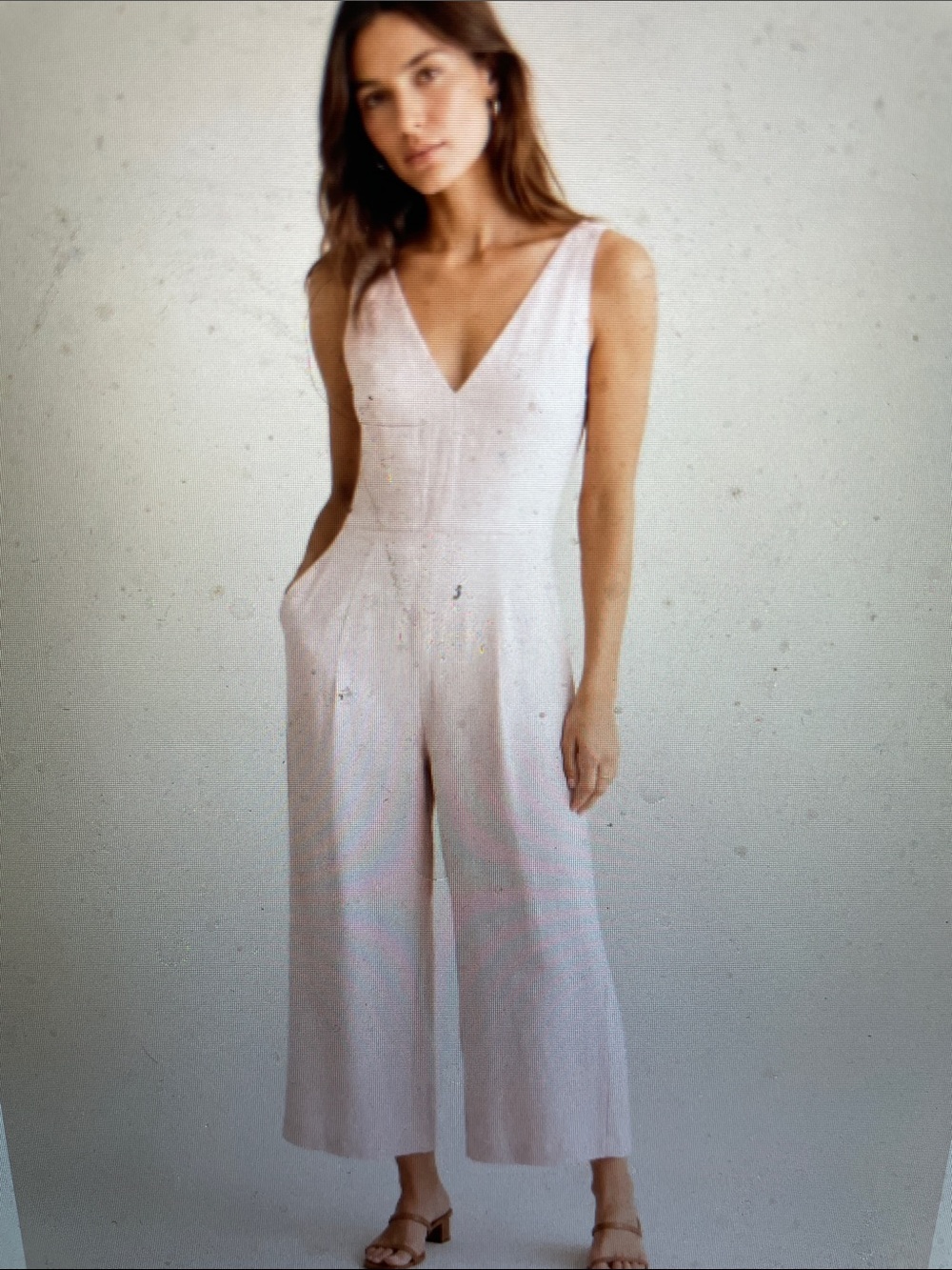 Massimo dutti blush pink v neck sleeveless cropped leg jumpsuit - new